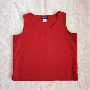 Vintage Americana Cherry Red Linen Tank Top Susan Gail Collection Minimalist